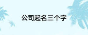 公司起名三個(gè)字