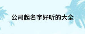 公司起名字好聽(tīng)的大全