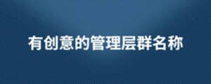有創(chuàng)意的管理層群名稱