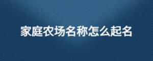 家庭農(nóng)場名稱怎么起名
