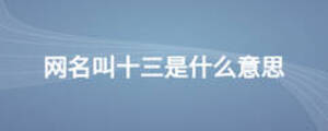 網(wǎng)名叫十三是什么意思