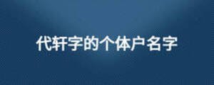 代軒字的個體戶名字