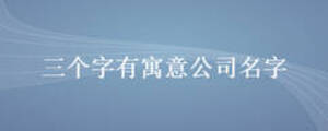 三個字有寓意公司名字