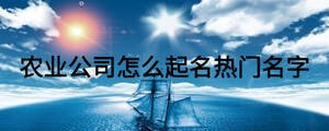 農(nóng)業(yè)公司怎么起名熱門名字