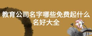 教育公司名字哪些免費起什么名好大全