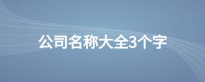 公司名稱大全3個(gè)字