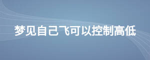 夢見自己飛可以控制高低