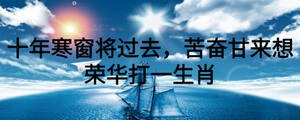 十年寒窗將過去，苦奮甘來想榮華打一生肖
