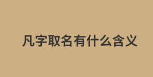 凡字取名有什么含義