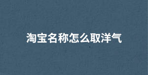 淘寶名稱怎么取洋氣